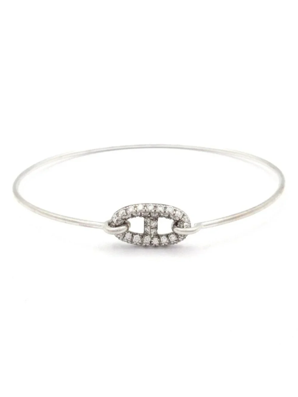 Hermes Bracelet Chaine D'ancre Ronde 18k White Gold Diamond